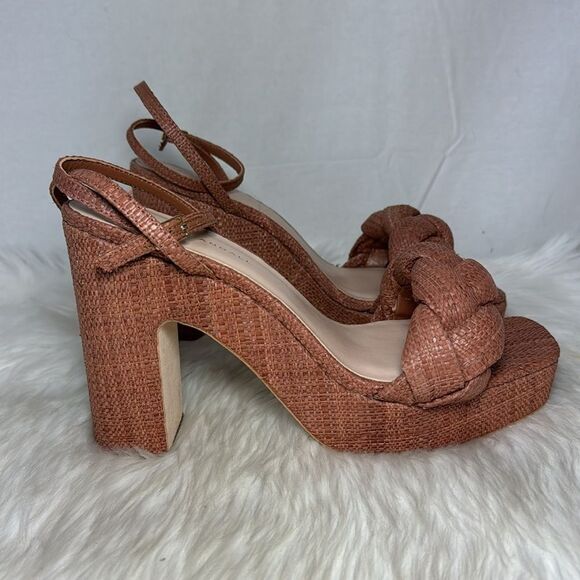 Loeffler Randall Fae Braided Raffia Platform Ankle Strap Sandals Sz 11 - Picture 5 of 7